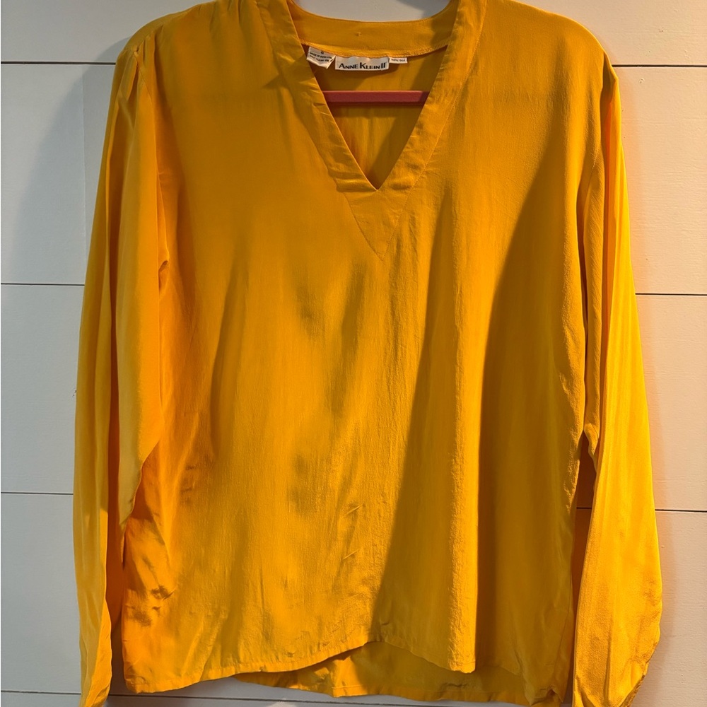 Anne Klein Golden Silk Blouse